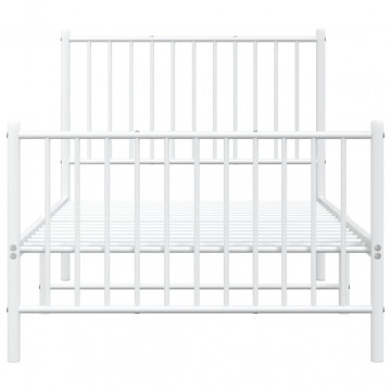 Cadru de pat cu tăblie la cap și picioare, alb, oțel - Img 8