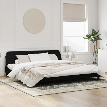 Cadru de pat cu tăblie, negru, 200x200 cm, catifea - Img 3