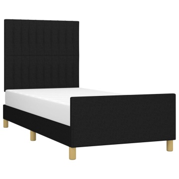 Cadru de pat cu tăblie, negru, 90x190 cm, textil - Img 3