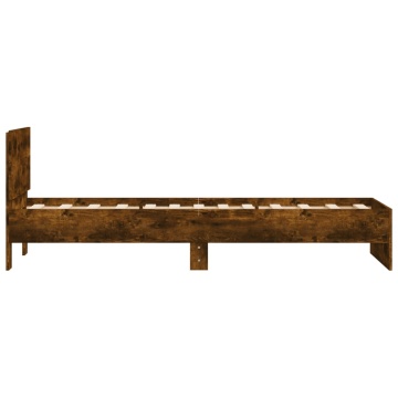 Cadru de pat cu tăblie stejar fumuriu 75x190 cm lemn prelucrat - Img 5
