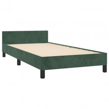 Cadru de pat cu tăblie, verde închis, 90x190 cm, catifea - Img 4