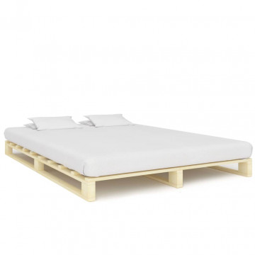 Cadru de pat din paleți, 140 x 200 cm, lemn masiv de pin - Img 1