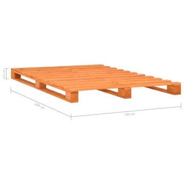 Cadru de pat din paleți, maro,160x200 cm, lemn masiv pin - Img 6