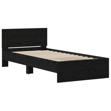Cadru de pat din stejar negru 90x190 cm din lemn prelucrat - Img 2