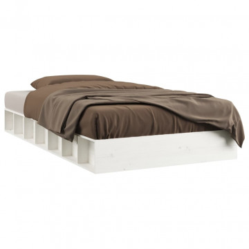 Cadru de pat dublu 4FT6, alb, 135x190 cm, lemn masiv - Img 2