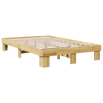 Cadru de pat fără saltea 120x200 cm din lemn masiv de stejar - Img 3