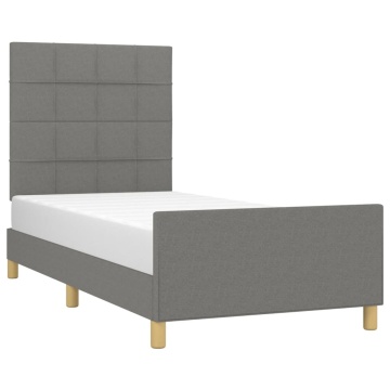 Cadru de pat fără saltea, gri închis, 100x200 cm, textil - Img 3