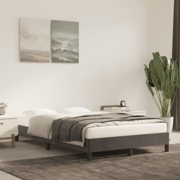 Cadru de pat fără saltea Gri închis 120x190 cm catifea - Img 1