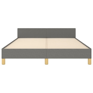 Cadru de pat fără saltea, gri închis, 140x190 cm, textil - Img 5