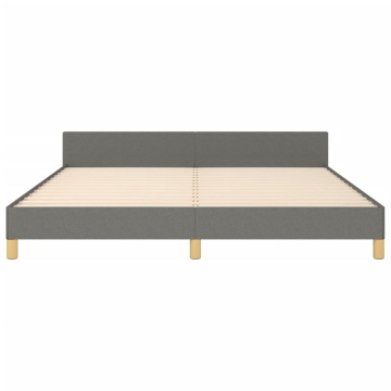 Cadru de pat fără saltea, gri închis, 160x200 cm, textil - Img 5