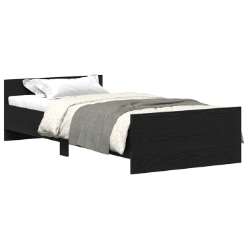 Cadru de pat fără saltea Stejar negru 75x190 cm Lemn prelucrat - Img 2
