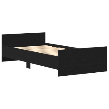 Cadru de pat fără saltea Stejar negru 90x200 cm Lemn prelucrat - Img 4