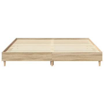 Cadru de pat fără saltea Stejar Sonoma 200x200cm Lemn prelucrat - Img 8