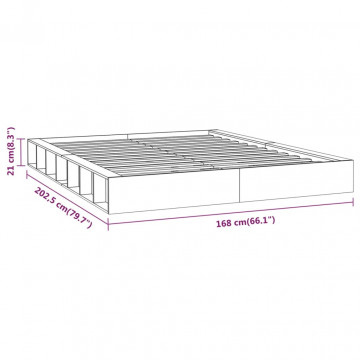 Cadru de pat, gri, 150x200 cm, lemn masiv, King Size 5FT - Img 7