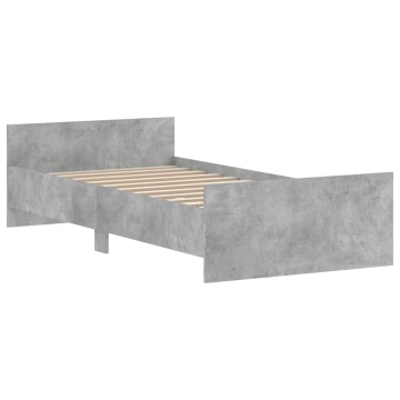 Cadru de pat, gri beton, 90x200 cm, lemn prelucrat - Img 3