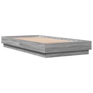 Cadru de pat, gri sonoma, 75x190 cm, lemn prelucrat - Img 5
