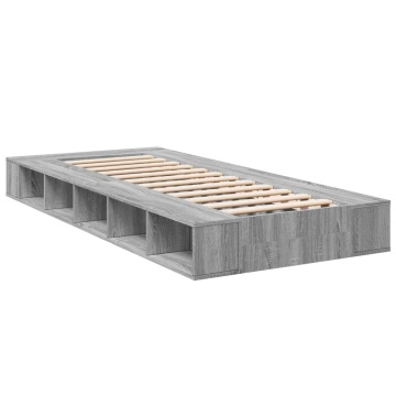 Cadru de pat, gri sonoma, 75x190 cm, lemn prelucrat - Img 5