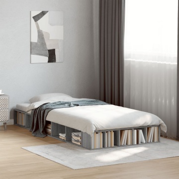 Cadru de pat, gri sonoma, 75x190 cm, lemn prelucrat - Img 3