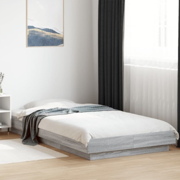 Cadru de pat, gri sonoma, 75x190 cm, lemn prelucrat - Img 3