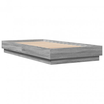 Cadru de pat, gri sonoma, 90x190 cm, lemn prelucrat - Img 5