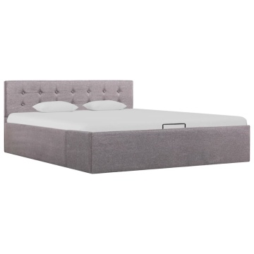 Cadru de pat hidraulic cu ladă, gri taupe, 140 x 200 cm, textil - Img 1