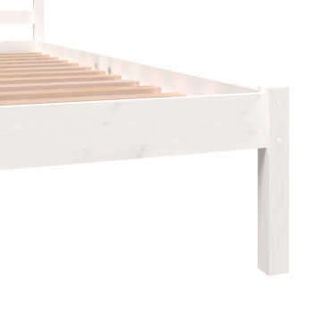 Cadru de pat King Size 5FT, alb, 150x200 cm, lemn masiv de pin - Img 5