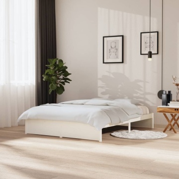 Cadru de pat King Size, alb, 150x200 cm, lemn masiv - Img 1