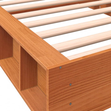 Cadru de pat, maro ceruit, 100x200 cm, lemn masiv de pin - Img 6