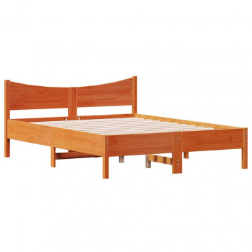 Cadru de pat, maro ceruit, 140x200 cm, lemn masiv de pin - Img 2