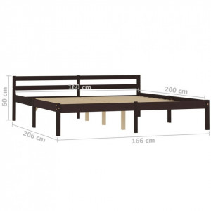 Cadru de pat, maro închis, 160 x 200 cm, lemn masiv de pin - Img 7