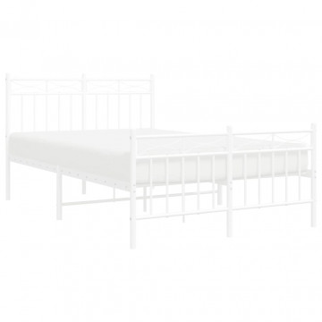 Cadru de pat metalic cu tăblie, alb, 120x200 cm - Img 3