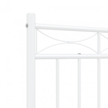Cadru de pat metalic cu tăblie, alb, 120x200 cm - Img 7