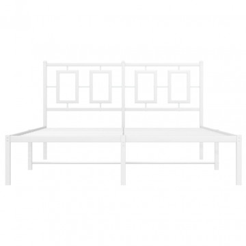 Cadru de pat metalic cu tăblie, alb, 135x190 cm - Img 8