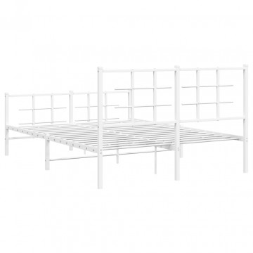 Cadru de pat metalic cu tăblie, alb, 140x200 cm - Img 6