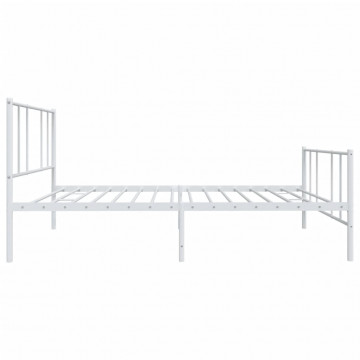 Cadru de pat metalic cu tăblie de cap/picioare, alb, 100x190 cm - Img 6