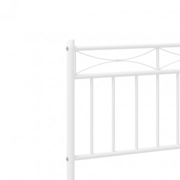 Cadru de pat metalic cu tăblie de cap/picioare, alb, 80x200 cm - Img 7