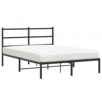 Cadru de pat metalic cu tăblie, negru, 140x200 cm - Img 4