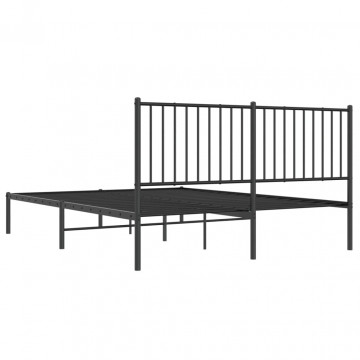 Cadru de pat metalic cu tăblie, negru, 160x200 cm - Img 6