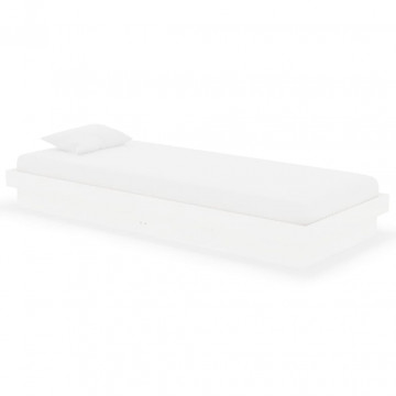 Cadru de pat mic Single 2FT6, alb, 75x190 cm, lemn masiv - Img 2