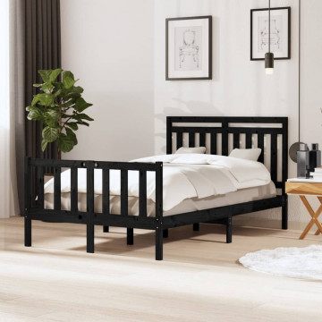 Cadru de pat, negru, 120x200 cm, lemn masiv - Img 1