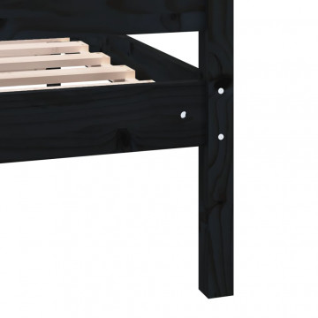 Cadru de pat, negru, 120x200 cm, lemn masiv - Img 6