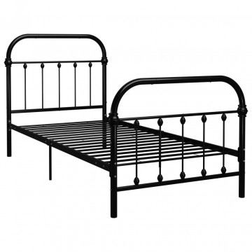 Cadru de pat, negru, 90 x 200 cm, metal - Img 2