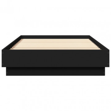 Cadru de pat, negru, 90x200 cm, lemn prelucrat - Img 4