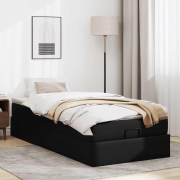 Cadru de pat otoman saltea neagră 100x200cm piele artificială - Img 3