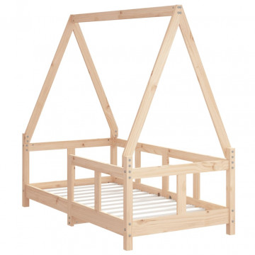 Cadru de pat pentru copii, 70x140 cm, lemn masiv de pin - Img 3