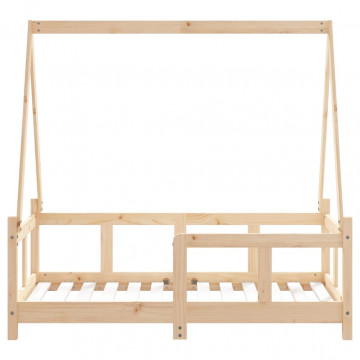 Cadru de pat pentru copii, 70x140 cm, lemn masiv de pin - Img 8