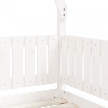 Cadru de pat pentru copii, alb, 70x140 cm, lemn masiv de pin - Img 6