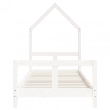 Cadru de pat pentru copii, alb, 80x200 cm, lemn masiv de pin - Img 4