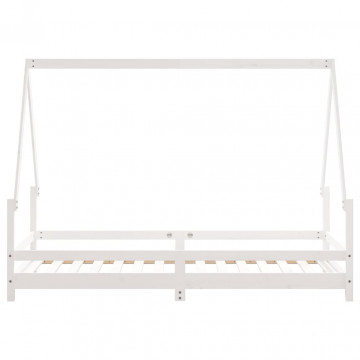 Cadru de pat pentru copii, alb, 90x190 cm, lemn masiv de pin - Img 8