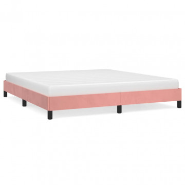 Cadru de pat, roz, 180x200 cm, catifea - Img 2